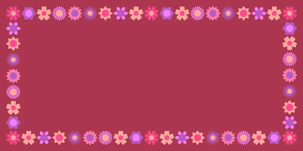 Moderní obdélníkový květinový rám s barevnou nádherou — Stockový vektor