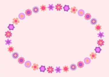 Renkli güzel çiçekler ile modern oval çiçek çerçevesi