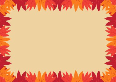 Renkli sonbahar yaprakları dekoratif çerçeve. Dikdörtgen bileşimi a4.