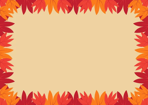 Marco decorativo de hojas coloridas de otoño. Composición rectangular A4 . — Archivo Imágenes Vectoriales