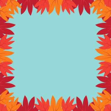 Renkli sonbahar yaprakları dekoratif çerçeve. Kare kompozisyon