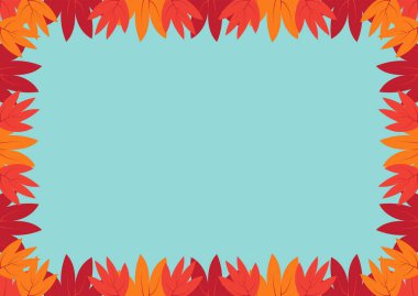 Renkli sonbahar yaprakları dekoratif çerçeve. Dikdörtgen bileşimi a4.