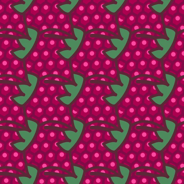 Fond de motif sans couture avec des framboises, illustration colorée — Image vectorielle