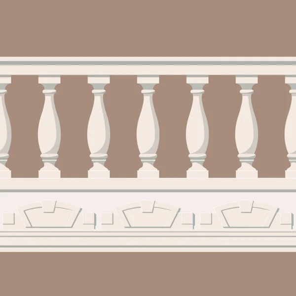 Nahtloses Muster der Brüstung. die Einfriedung des Balkons oder der Veranda. Architektonischer Teil der Ordnung. — Stockvektor