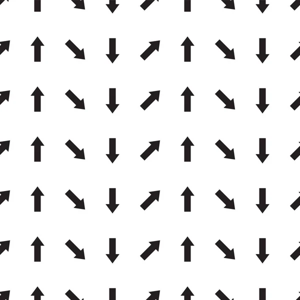 Pfeile nahtlose Muster. Skizzieren Sie Design-Symbole. Schwarz-weiße Vektorillustration. — Stockvektor
