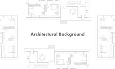 Mimarlık geçmişi. Mimari projenin bir parçası, bir konut binasının mimari planı. Siyah ve beyaz