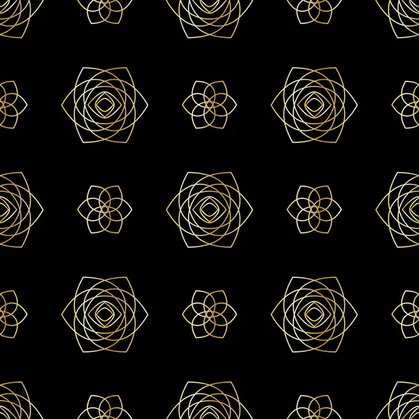 Patrón sin costura de oro floral con rosas. Banner festivo. Ilustración vectorial. — Vector de stock