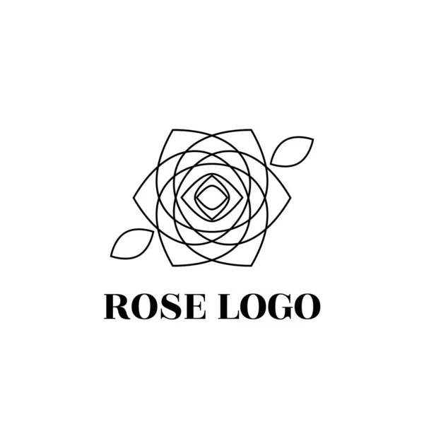 Rose-Logo-Vorlage. Ikone schwarzer Rose auf weißem Hintergrund. — Stockvektor