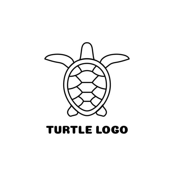 Plantilla logo tortuga. Icono de tortuga negra sobre fondo blanco — Archivo Imágenes Vectoriales