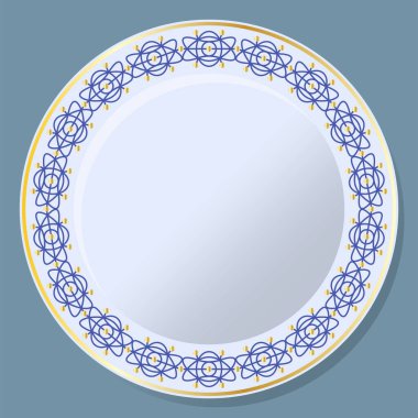 Geometrik süslemeli dekoratif plaka. Klasik tarzda dairesel çerçeve