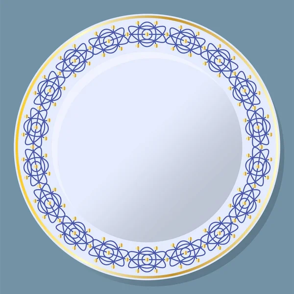 Placa decorativa con adorno geométrico. Marco circular en estilo vintage — Vector de stock