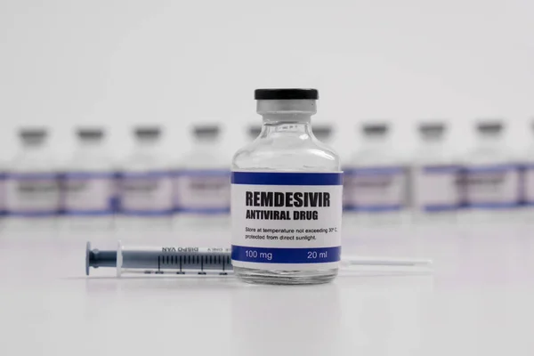 Remdesivir Antiviral Inyectable Vacuna Medicamento Vial Covid Corona Virus 2019 — Foto de Stock