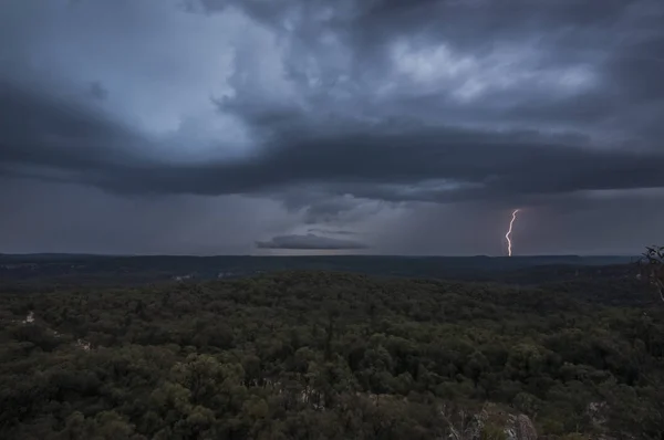 Lightning and thunderstorm at dusk