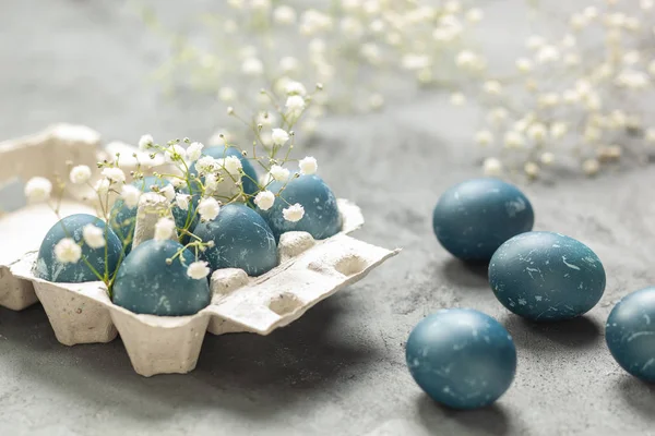 Pasen Samenstelling Eieren Natuurlijk Gefokt Blauw Met Rode Kool — Stockfoto