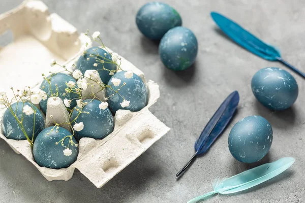 Pasen Samenstelling Eieren Natuurlijk Gefokt Blauw Met Rode Kool — Stockfoto