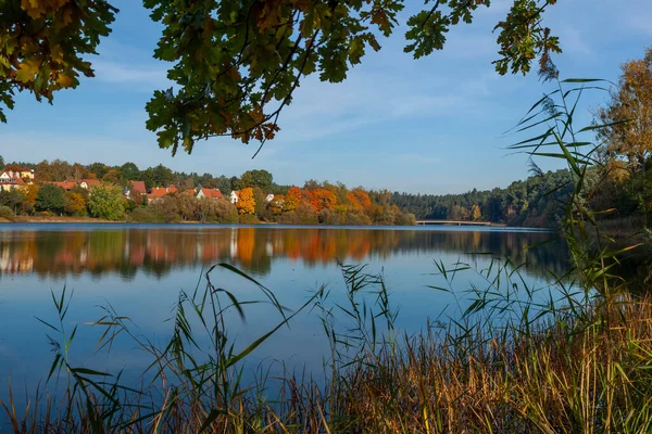 Осенью Озеро Дуги Ольштыне Вармия Мазурия Польша Европа — стоковое фото