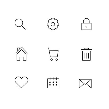 ev ve beyaz arka plan üzerinde diğer Internet web simgeleri simgeleri ile e-posta çöp arama ayar ayarlamak engelini kaldırmak