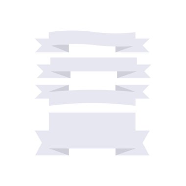 vektör şerit afiş ve beyaz arka plan rozet sınırında simgeler kümesi