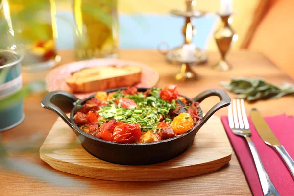 Plantaardige Shakshouka Een Gerecht Van Joodse Keuken Eet Smakelijk Suggestie — Stockfoto