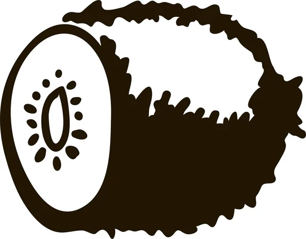 Silueta de kiwi fruto aislado sobre fondo blanco vector illust — Vector de stock