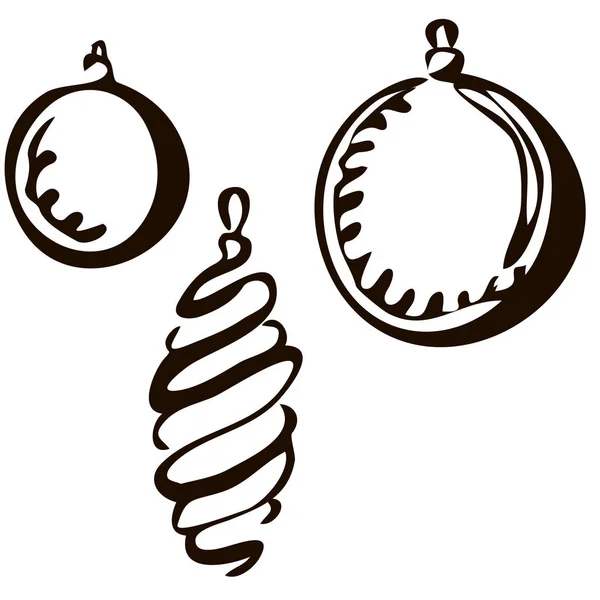 Vektor isoliert Hand zeichnen Weihnachten Spielzeug Girlande auf weißem Hintergrund — Stockvektor