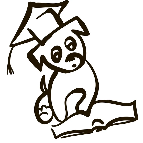 マスター帽子のヘッドラインアート図面とかわいい犬 — ストックベクタ