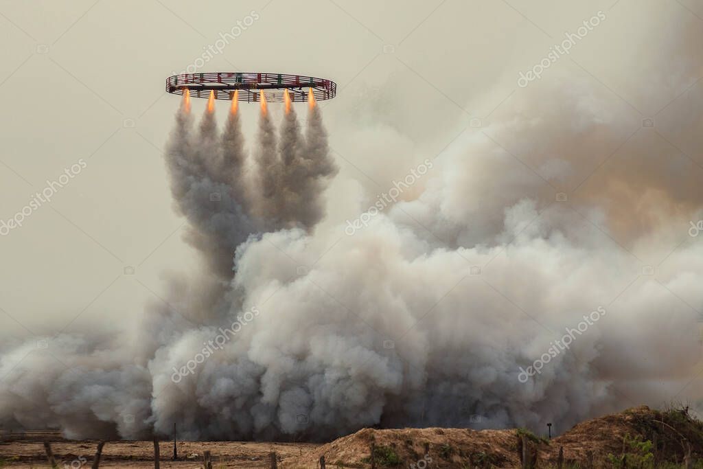 Rocket festival,Dense white smoke rising from the rocket festival,smoke background,close up swirling white smoke background.