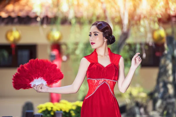 Chinesische Kleidung Asiatische Frau Chinesischer Kleidung Traditionelles Cheongsam Schönheit Frau — Stockfoto