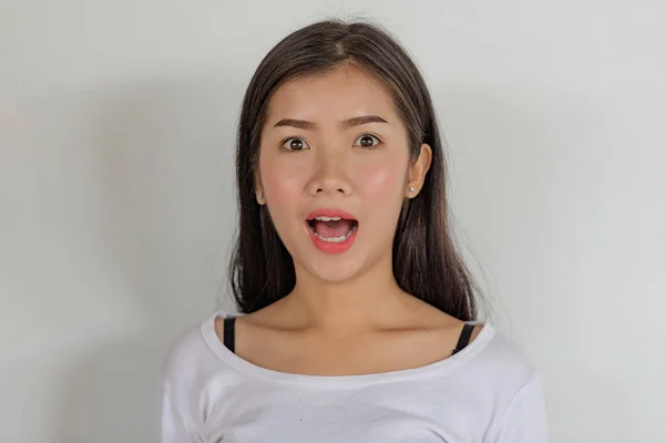 Asian woman with expression of surprise on his face,emotional shock,afraid emotion,Emotion face.