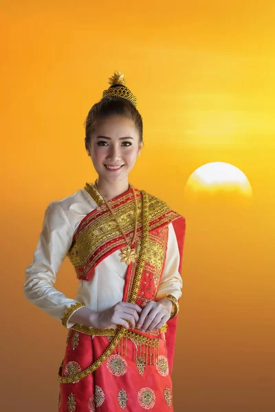 Schöne Laotische Mädchen Tracht Asiatische Frau Trägt Traditionelle Laotische Kultur — Stockfoto