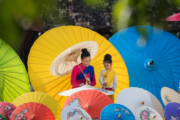 Guarda Chuva Lanna Boo Gíria Chiang Mai Guarda Chuvas Coloridos — Fotografia de Stock