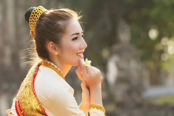 Schöne Laotische Mädchen Tracht Asiatische Frau Trägt Traditionelle Laotische Kultur — Stockfoto