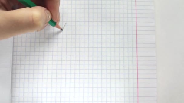 White European Woman Lefty Writes Pencil Notebook His Left Hand — Stock Video