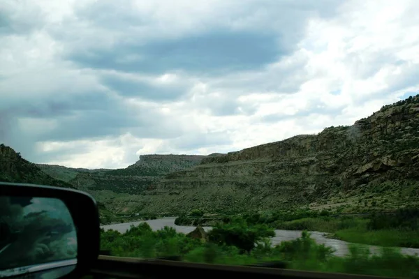 Paysage Texturé Vue Sur Fleuve Colorado Jusqu Aux Montagnes Lumière — Photo