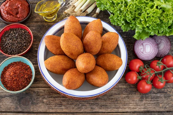 Comida Especial Doméstica Turca Kibbeh Icli Kofte Oruk Conceitos Alimentos — Fotografia de Stock