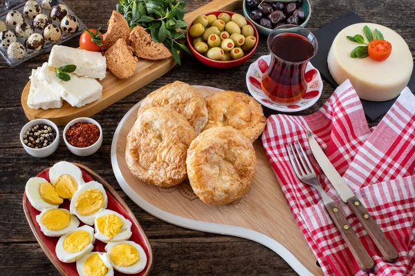 Comida Turca Boyoz Mesa Desayuno Con Boyoz — Foto de Stock