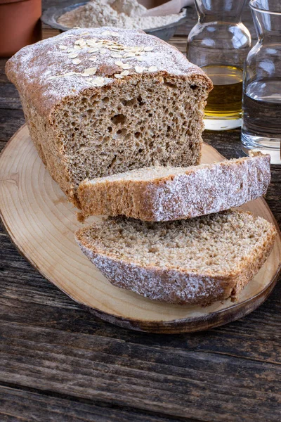 Pain Fait Maison Fait Main Avec Des Matériaux Cuisson Maison — Photo