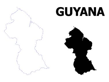 Vektör Kontur Resimli Guyana Noktalı Haritası
