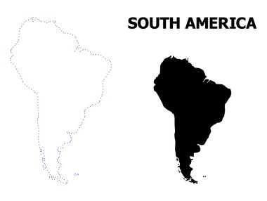 Vektör Kontur Resimli Güney Amerika Noktalı Haritası