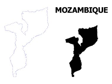 Vektör Kontur Resimli Mozambik Noktalı Haritası