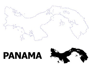 Vektör Kontur Adı ile Panama Noktalı Haritası