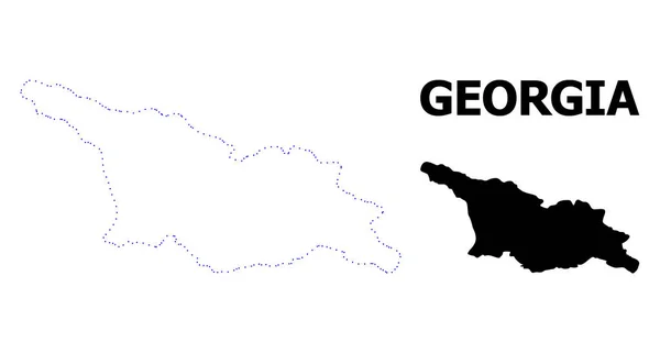 Vector Contour Dotted Map of Georgia with Name — Stock Vector