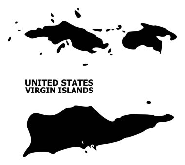 Adı ile Amerikan Virgin Adaları Vektör Düz Haritası