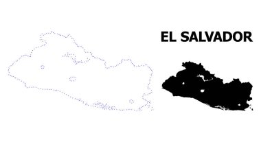 Vektör kontur resim yazısı ile El Salvador noktalı harita