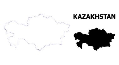 Vektör kontur Kazakistan Haritası başlık ile noktalı