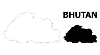 Vektör kontur başlık ile Bhutan noktalı harita