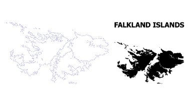 Vektör kontur ile Falkland Adaları Haritası noktalı resim yazısı