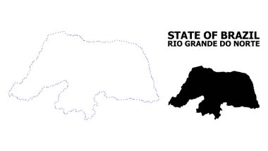 Vektörel kontur harita Rio Grande do Norte devlet başlık ile noktalı