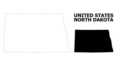Vektör kontur Kuzey Dakota devlet başlık ile noktalı harita