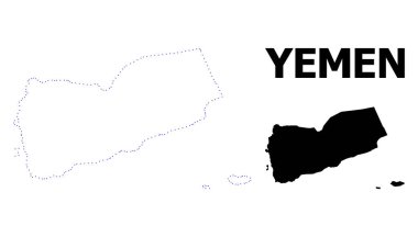 Vektör kontur bir resim yazısı ile Yemen harita noktalı